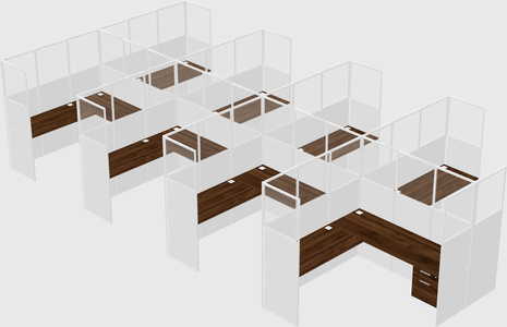 Shared l-shaped cubicle