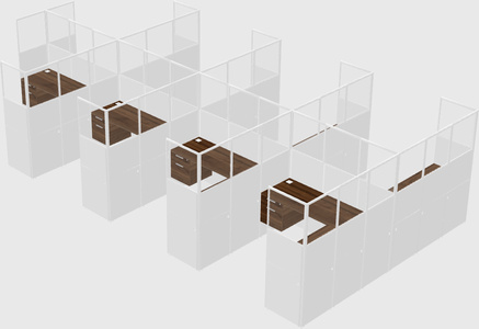Shared l-shaped cubicle