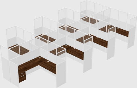 Shared l-shaped cubicle