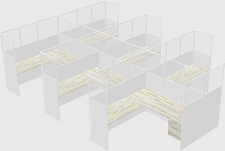 Shared l-shaped cubicle