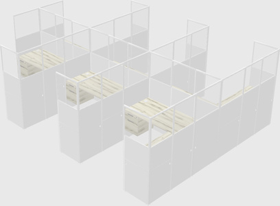 Shared l-shaped cubicle