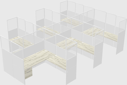 Shared l-shaped cubicle