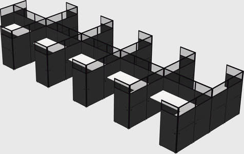 Shared l-shaped cubicle