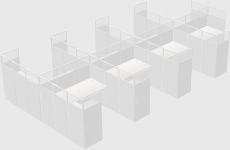 Shared l-shaped cubicle