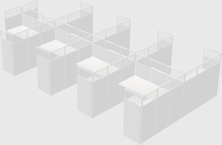 Shared l-shaped cubicle