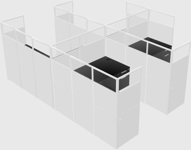 Shared l-shaped cubicle