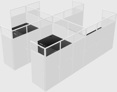 Shared l-shaped cubicle