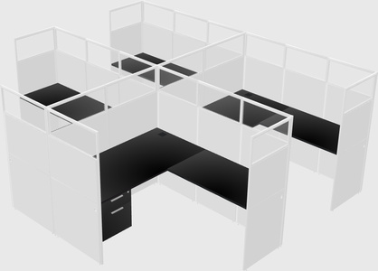 Shared l-shaped cubicle