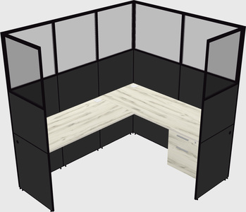 Shared l-shaped cubicle