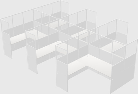 Shared l-shaped cubicle