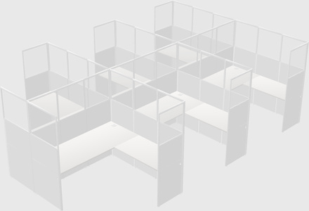 Shared l-shaped cubicle
