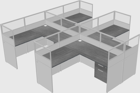 Shared l-shaped cubicle