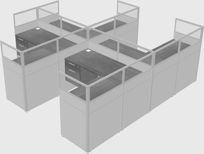 Shared l-shaped cubicle