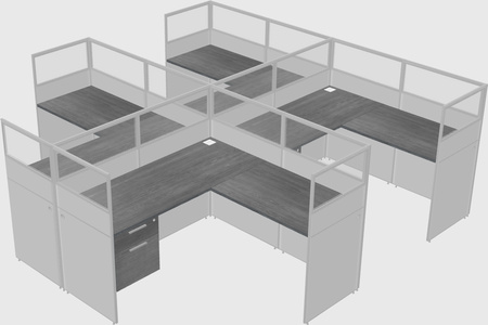 Shared l-shaped cubicle