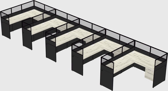 Shared l-shaped cubicle