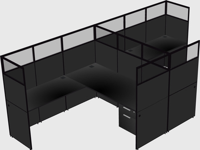 Shared l-shaped cubicle