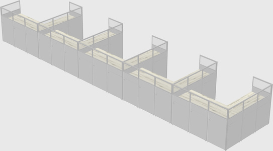 Shared l-shaped cubicle