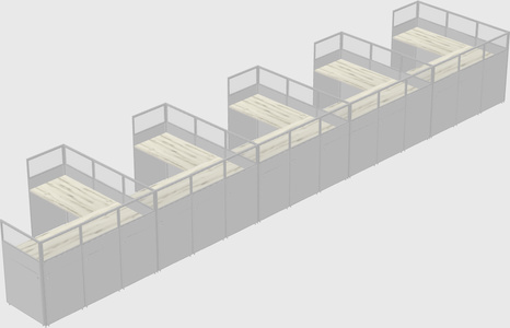 Shared l-shaped cubicle