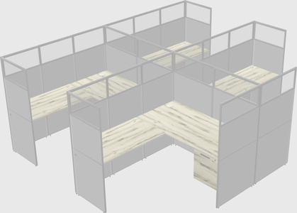 Shared l-shaped cubicle