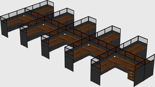 Shared l-shaped cubicle