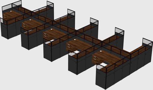 Shared l-shaped cubicle