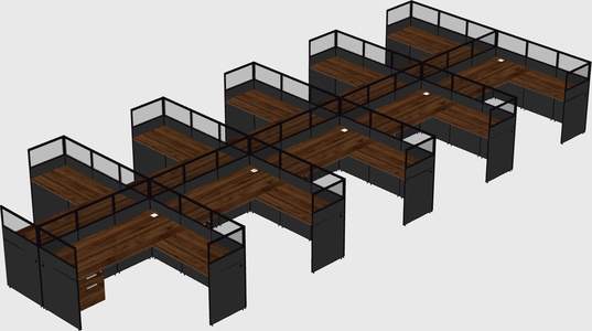 Shared l-shaped cubicle
