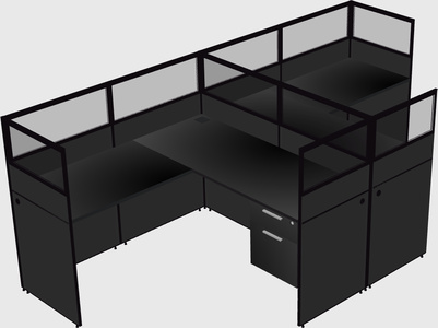 Shared l-shaped cubicle