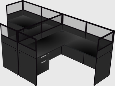 Shared l-shaped cubicle