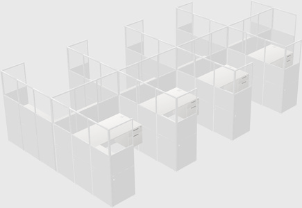 Shared l-shaped cubicle
