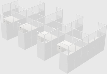 Shared l-shaped cubicle