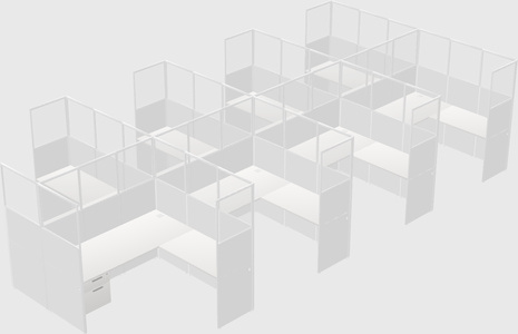 Shared l-shaped cubicle