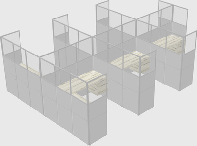 Shared l-shaped cubicle