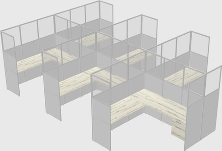 Shared l-shaped cubicle