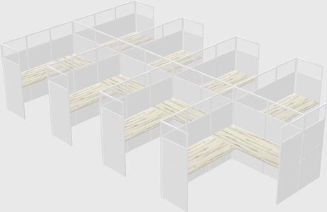 Shared l-shaped cubicle