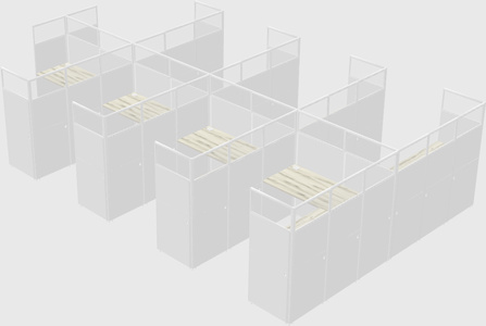 Shared l-shaped cubicle