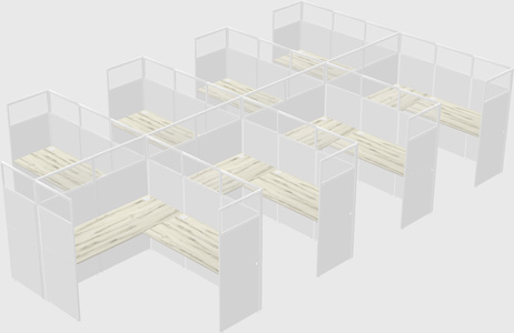 Shared l-shaped cubicle