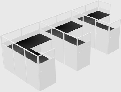Shared l-shaped cubicle