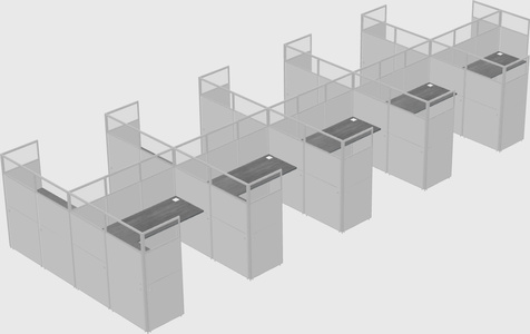 Shared l-shaped cubicle