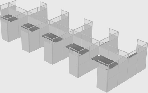 Shared l-shaped cubicle