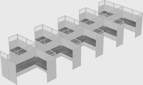 Shared l-shaped cubicle