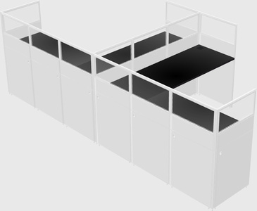 Shared l-shaped cubicle