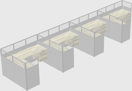 Shared l-shaped cubicle