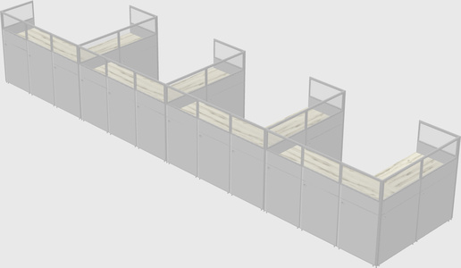 Shared l-shaped cubicle