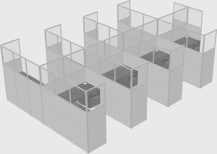 Shared l-shaped cubicle
