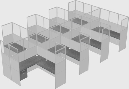 Shared l-shaped cubicle