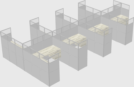 Shared l-shaped cubicle