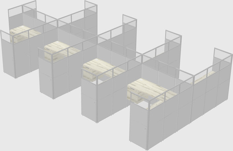 Shared l-shaped cubicle