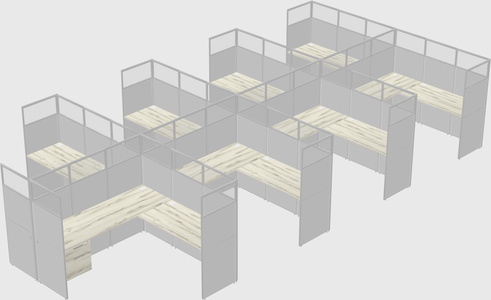 Shared l-shaped cubicle