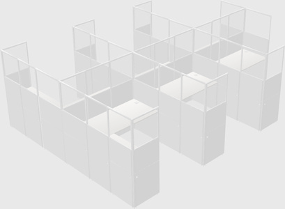 Shared l-shaped cubicle