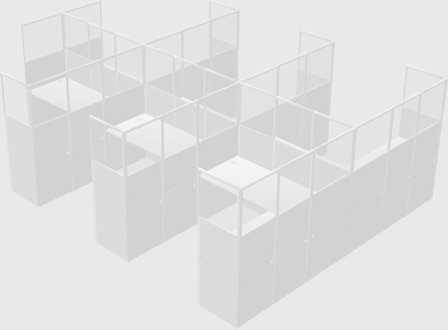 Shared l-shaped cubicle